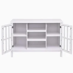 Tangkula Wood TV Stand Free Standing Storage Console Cabinet For 50” TV White/Walnut 8 Tangkula Wood TV Stand Free Standing Storage Console Cabinet For 50” TV White/Walnut -Furniture Sale Store GUEST bfaa0f75 980e 4760 8879 cb027d21c915