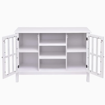 Tangkula Wood TV Stand Free Standing Storage Console Cabinet For 50” TV White/Walnut 3 Tangkula Wood TV Stand Free Standing Storage Console Cabinet For 50” TV White/Walnut - Image 3