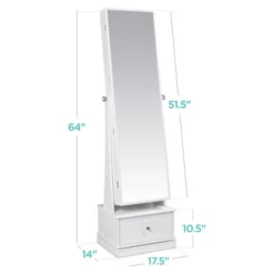 Best Choice Products 360 Swivel Standing Mirrored Jewelry Cabinet, LED-Lit Makeup Organizer W/ Mirror - White 11 Best Choice Products 360 Swivel Standing Mirrored Jewelry Cabinet, LED-Lit Makeup Organizer W/ Mirror - White -Furniture Sale Store GUEST bfb5e473 a483 4ec3 a1fa aec0ddfb6dc2