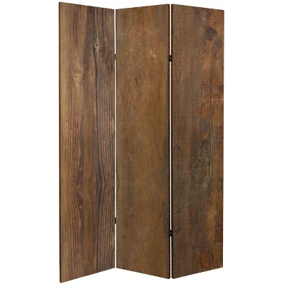 6" Double Sided Wood Grain Canvas Room Divider Brown - Oriental Furniture 2 6" Double Sided Wood Grain Canvas Room Divider Brown - Oriental Furniture - Image 2