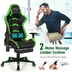 Costway Massage LED Gaming Chair Reclining Racing Chair W/Lumbar Support&Footrest RedBlue -Furniture Sale Store GUEST c06c7fda 46b7 4e31 b2a8 4298e7b0f299