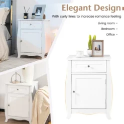Costway 2PCS Nightstand With Drawer Cabinet Curved Legs Sofa Side End Accent Table White 13 Costway 2PCS Nightstand With Drawer Cabinet Curved Legs Sofa Side End Accent Table White -Furniture Sale Store GUEST c075131d 6c85 4377 a0c6 d744b7238e48