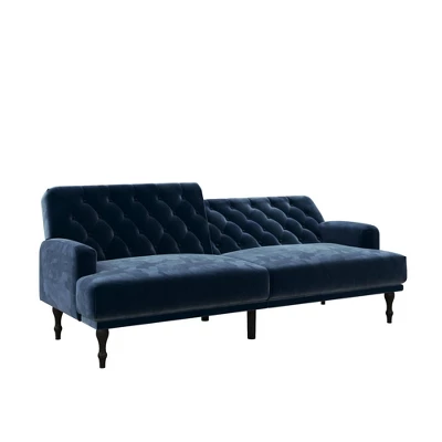 Lyla Upholstered Velvet Futon Blue - Room & Joy 3 Lyla Upholstered Velvet Futon Blue - Room & Joy - Image 3