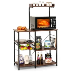 Costway 4-Tier Vintage Kitchen Baker's Rack Utility Microwave Stand W/ Basket & 5 Hooks 25 Costway 4-Tier Vintage Kitchen Baker's Rack Utility Microwave Stand W/ Basket & 5 Hooks -Furniture Sale Store GUEST c22f3dd9 3743 4b31 b5ff 30a9ffbae158