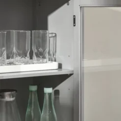 HOMCOM Modern Kitchen Sideboard, Buffet Table With Removable Wine Rack, Glass Door Cabinet And Shelves For Living Room, Kitchen, Entryway, Gray -Furniture Sale Store GUEST c2555d05 db0f 45a2 92e3 6e5fb6da4600