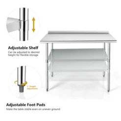 Costway Stainless Steel Table For Prep & Work W/ Backsplash -Furniture Sale Store GUEST c2a3bfe2 ec11 4d92 8e3f 7d770f22a63f
