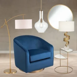 Kensington Hill Modern 2-Tier Half-Moon Gold Accent Side End Table 25" X 22 1/4" White Tempered Glass For Living Room Bedroom Home -Furniture Sale Store GUEST c2ba09f8 0450 4a64 a535 66a848d74807