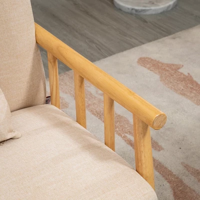 HOMCOM 48" 2 Seater Couch For Small Spaces, Modern Loveseat Sofa For Bedroom, Living Room Furniture, & More, Upholstered Small Couch, Beige 5 HOMCOM 48" 2 Seater Couch For Small Spaces, Modern Loveseat Sofa For Bedroom, Living Room Furniture, & More, Upholstered Small Couch, Beige - Image 5