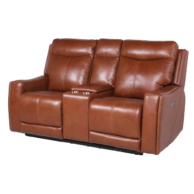 Natalia Power Loveseat Console Recliner Caramel Leather - Steve Silver Co. 3 Natalia Power Loveseat Console Recliner Caramel Leather - Steve Silver Co. - Image 3