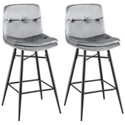 Costway Set Of 2 Velvet Bar Stools Bar Height Kitchen Dining Chairs With Metal Legs Blue/Grey -Furniture Sale Store GUEST c4fa765d 8fe1 4c85 ae1b 2d5042e1b6f3