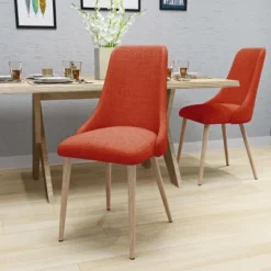 Set Of 2 Sabina Mid Century Dining Chairs Muted Orange - Christopher Knight Home