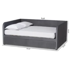 Full Basanti Velvet Fabric Upholstered 2 Drawer Daybed Gray/Dark Brown - Baxton Studio -Furniture Sale Store GUEST c511797c 8c3f 42d5 8f20 57e25c3f336b