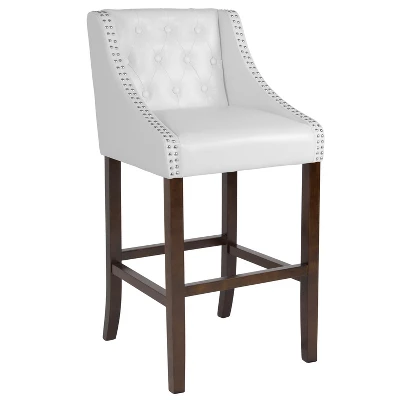 Merrick Lane Upholstered Barstool 30" High Transitional Tufted Barstool With Accent Nail Trim 20 Merrick Lane Upholstered Barstool 30" High Transitional Tufted Barstool With Accent Nail Trim - Image 20