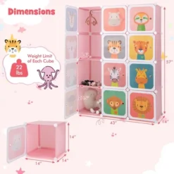 Costway 12-Cube Kids Wardrobe Baby Dresser Bedroom Armoire Clothes Hanging Closet With Door Blue/Pink 13 Costway 12-Cube Kids Wardrobe Baby Dresser Bedroom Armoire Clothes Hanging Closet With Door Blue/Pink -Furniture Sale Store GUEST c51f0da6 0b6a 4ba3 9fc5 d67e7729a82a