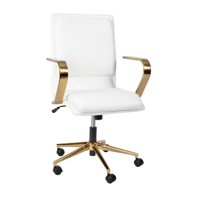 Emma And Oliver Modern Upholstered Mid-Back Home Office Chair With Arms And 5 Star Base 17 Emma And Oliver Modern Upholstered Mid-Back Home Office Chair With Arms And 5 Star Base - Image 17