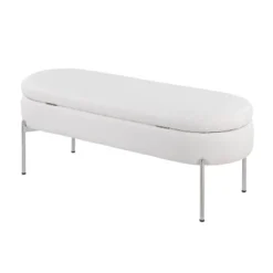 48" Chloe PU Leather/Metal Storage Bench Chrome/White - LumiSource -Furniture Sale Store GUEST c66eb6f4 f4d6 4052 8e76 4d643f299be5