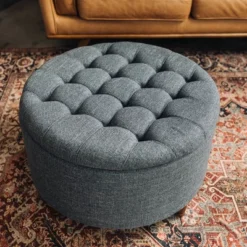 Large Round Tufted Storage Ottoman With Lift Off Lid - WOVENBYRD -Furniture Sale Store GUEST c6a79319 f18f 4896 a061 7143d8fdd2d4