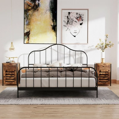 Costway Nightstand With Drawer Cabinet Adjustable Shelf Industrial Side Table Rustic 4 Costway Nightstand With Drawer Cabinet Adjustable Shelf Industrial Side Table Rustic - Image 4