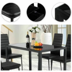 Costway 5 Piece Kitchen Dining Set Glass Metal Table 30" And 4 Chairs Breakfast Furniture Black -Furniture Sale Store GUEST c828b3f7 9f70 47d3 836c d94fcf7ed76c