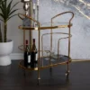 Contemporary Metal And Smoke Glass Bar Cart Gold - Olivia & May