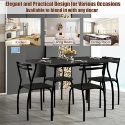 Costway 5 Piece Dining Set Table 30.0" And 4 Chairs Home Kitchen Room Breakfast Furniture Black -Furniture Sale Store GUEST c8c8f6c3 ebe5 4be0 9c4b c3f305eade2f