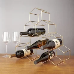 Viski Geo Gold Bottle Wine Rack, Honeycomb Design -Furniture Sale Store GUEST c945baec ad5a 475b 86e7 4be98ebef273