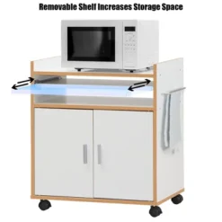 Costway Rolling Kitchen Trolley Microwave Cart Storage Cabinet W/ Removable Shelf White -Furniture Sale Store GUEST c98201e2 74f8 46e2 81a0 8fb2765d9e6c