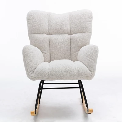Epping Accent Modern Armchair Faux Shearling Fabric Nursery Glider Rocker, Wingback Chair Rocking Chairs-Maison Boucle 1 Epping Accent Modern Armchair Faux Shearling Fabric Nursery Glider Rocker, Wingback Chair Rocking Chairs-Maison Boucle