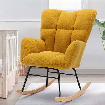 Epping Accent Modern Armchair Faux Shearling Fabric Nursery Glider Rocker, Wingback Chair Rocking Chairs-Maison Boucle 11 Epping Accent Modern Armchair Faux Shearling Fabric Nursery Glider Rocker, Wingback Chair Rocking Chairs-Maison Boucle - Image 11