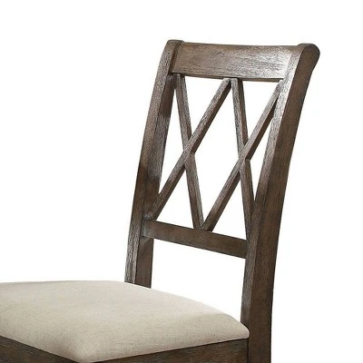 Set Of 2 26" Claudia Dining Chairs Beige Linen/Salvage Brown - Acme Furniture 3 Set Of 2 26" Claudia Dining Chairs Beige Linen/Salvage Brown - Acme Furniture - Image 3