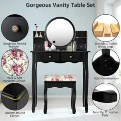 Costway Makeup Vanity Table Drawers Oval Dressing Table Kids Gift -Furniture Sale Store GUEST ca259dfa 710c 4d46 bcea 45d6b93d2e4e