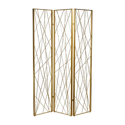 Glam Metal Geometric Room Divider Screen Gold - Olivia & May 4 Glam Metal Geometric Room Divider Screen Gold - Olivia & May - Image 4