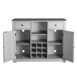 47" Wood Bar Cabinet With Brushed Nickel Knobs White - Home Essentials