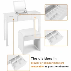 Costway White Vanity Dressing Table Furniture Stool Storage Box 11 Costway White Vanity Dressing Table Furniture Stool Storage Box -Furniture Sale Store GUEST cb4ff66f e58c 49cf bae8 0a189b456fdb