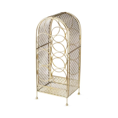 Twine Trellis Wine Rack, Holds 7 Bottles, Gold Countertop Wine Storage, Cast Iron 2 Twine Trellis Wine Rack, Holds 7 Bottles, Gold Countertop Wine Storage, Cast Iron - Image 2