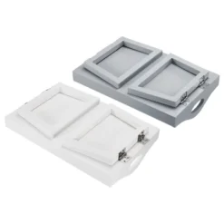 Unique Bargains Sofa Armrest Tray Portable Arm Table Wooden Couch Serving Platter For Drinks Grey White 2 Pcs -Furniture Sale Store GUEST cc82fb00 a73c 4f3a 9f1e 6b19f4220416