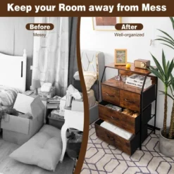 Costway 4 Drawer Dresser Tall Wide Storage Organizer Unit W/ Wooden Top Fabric Bins 14 Costway 4 Drawer Dresser Tall Wide Storage Organizer Unit W/ Wooden Top Fabric Bins -Furniture Sale Store GUEST cd473fba 94b7 4a92 9572 a6789a781ef3