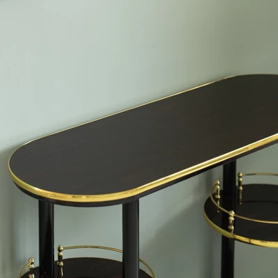 Fabulaxe Modern Display Wooden Console Bar With Tiered Open Shelves, Mini Bar With Wine Storage 5 Fabulaxe Modern Display Wooden Console Bar With Tiered Open Shelves, Mini Bar With Wine Storage - Image 5