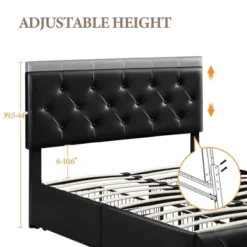Yaheetech Upholstered Faux Leather Bed Frame With Adjustable Headboard -Furniture Sale Store GUEST ce0e3ee9 34b4 4ad5 9d89 bb4361713e85