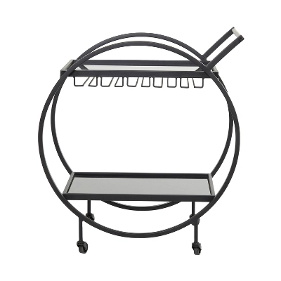 Contemporary Metal Round Bar Cart - Olivia & May 7 Contemporary Metal Round Bar Cart - Olivia & May - Image 7