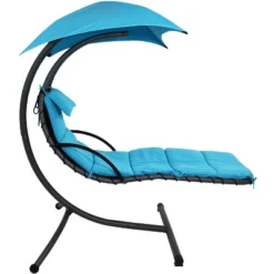Sunnydaze Decor Sunnydaze Outdoor Hanging Chaise Floating Lounge Chair With Canopy Umbrella And Arc Stand -Furniture Sale Store GUEST ceec9020 0024 40cf a1ea d811e4c36e6c