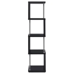 Baxter 4 Shelf Zig Zag Bookcase With Chrome Details - Coaster -Furniture Sale Store GUEST cf553a61 44b1 4baa b9cc 2260429047d0