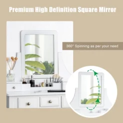 Tangkula Rotatable Mirror Vanity Set Makeup Dressing Table And Stool W/ 5 Drawers -Furniture Sale Store GUEST cf5684dc 52b6 403f b856 c4fba609b909