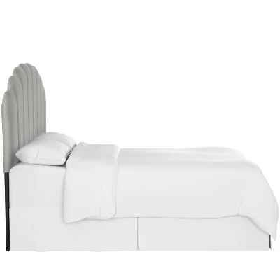 King Emma Channel Seamed Shell Headboard In Faux Silk Silver - Skyline Furniture 2 King Emma Channel Seamed Shell Headboard In Faux Silk Silver - Skyline Furniture - Image 2