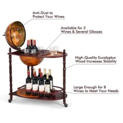Costway Wood Globe Wine Bar Stand 34'' H 16th Century Italian Rack Liquor Bottle Shelf -Furniture Sale Store GUEST cf9b4da0 0bb4 416a b390 12e131c90738