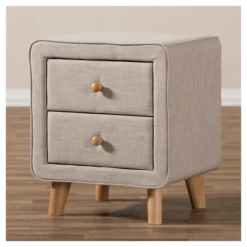 Jonesy Mid - Century Linen Upholstered 2 - Drawer Nightstand - Buff Beige - Baxton Studio -Furniture Sale Store GUEST d0d31f82 d162 4f7a ac97 8b51e9645c95