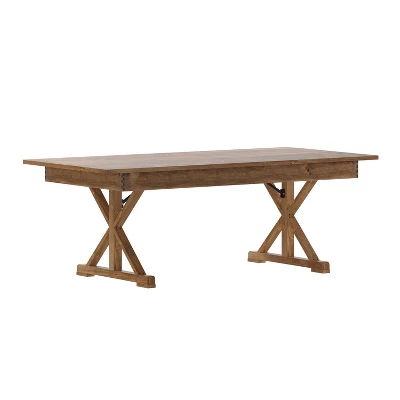 Flash Furniture HERCULES 7' X 40" Rectangular Solid Pine Folding Farm Table With X Legs 2 Flash Furniture HERCULES 7' X 40" Rectangular Solid Pine Folding Farm Table With X Legs - Image 2
