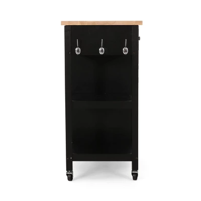 Byway Contemporary Kitchen Cart With Wheels Black/Natural - Christopher Knight Home 10 Byway Contemporary Kitchen Cart With Wheels Black/Natural - Christopher Knight Home - Image 10