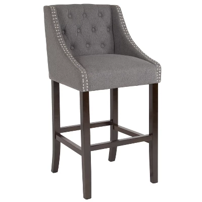 Merrick Lane Upholstered Barstool 30" High Transitional Tufted Barstool With Accent Nail Trim 13 Merrick Lane Upholstered Barstool 30" High Transitional Tufted Barstool With Accent Nail Trim - Image 13