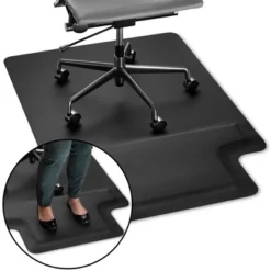 WorkOnIt 54" X 36" Anti-Fatigue Chair Mat For Hardwood Floors, Sit Or Standing Desk, Black
